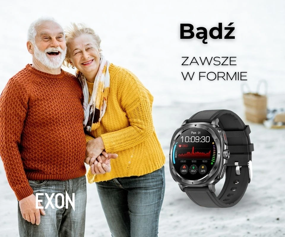 Styl życia i technologia – EXON smartwatch w sportowym i medycznym otoczeniu.