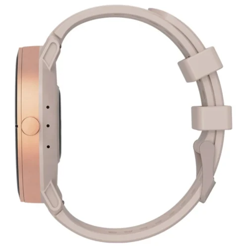 Smartwatch z różowozłotym wykończeniem i silikonowym paskiem