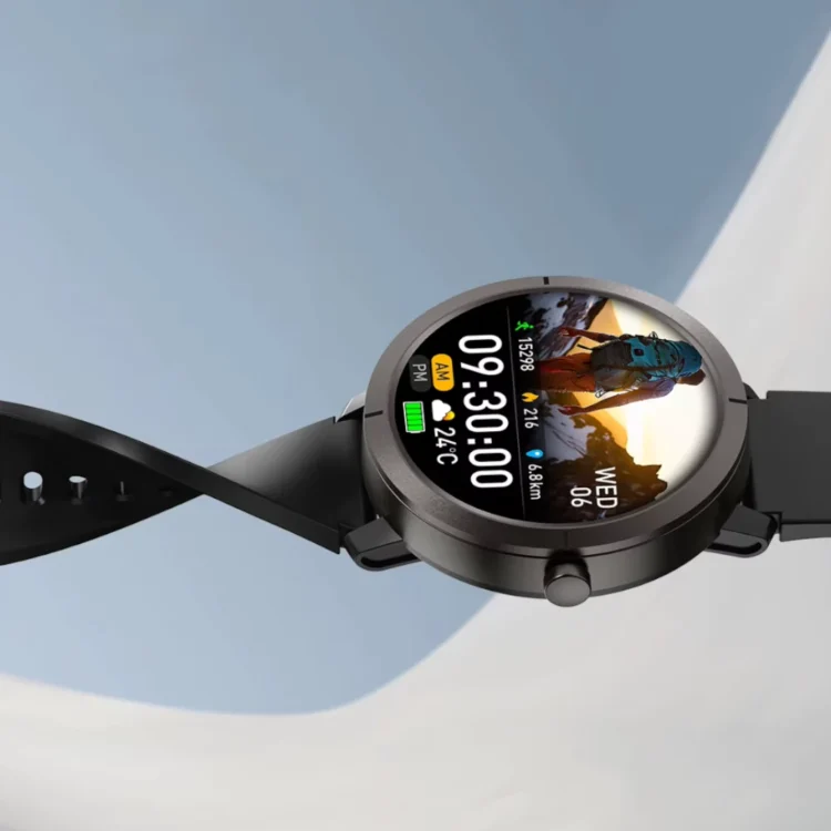 Smartwatch-Na-Silikonowym-Pasku-Gps-Czarna-Koperta-Dla-Kobiet-Szybkie-Ladowanie-Exon-Atria Exon Atria – smartwatch w kolorze różowego złota z funkcją GPS