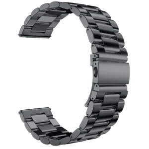 BRANSOLETA TRÓJRZĘDOWA STALOWA CZARNA EXON 22MM