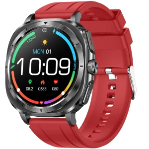 Smartwatch Kardiowatch Zegarek Kardiologiczny z Funkcją Rozmów EKG Pasek Silikonowy Czerwony