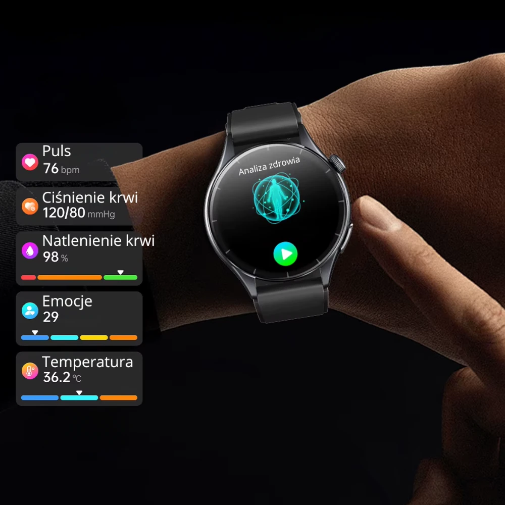 Zdrowotny smartwatch Exon Guard z funkcją przypomnienia o ruchu