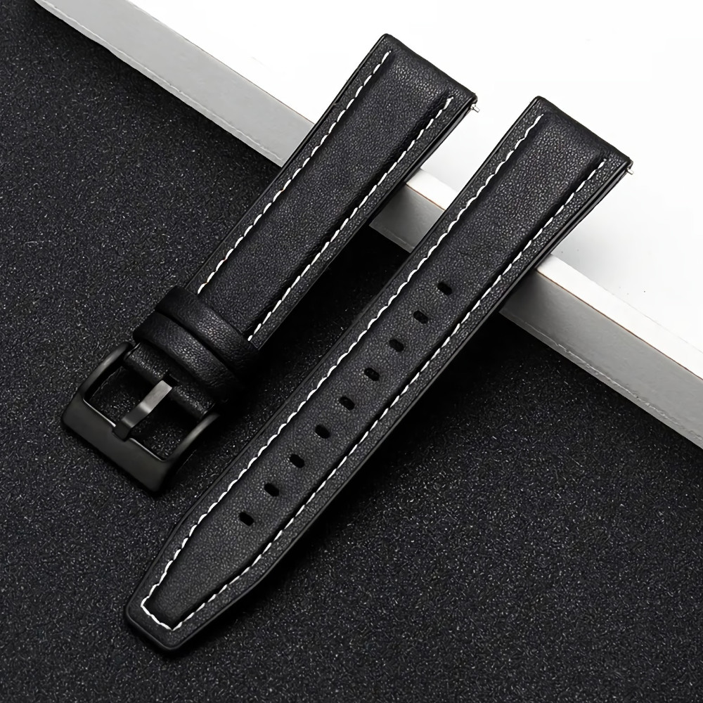 PASEK SKÓRZANO SILIKONOWY CZARNY 22 MM - obrazek 5