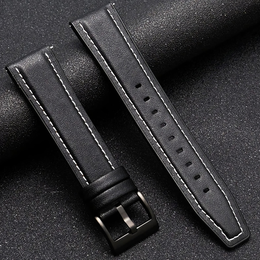 PASEK SKÓRZANO SILIKONOWY CZARNY 22 MM - obrazek 6