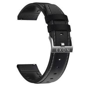 PASEK SKÓRZANO SILIKONOWY CZARNY 22 MM