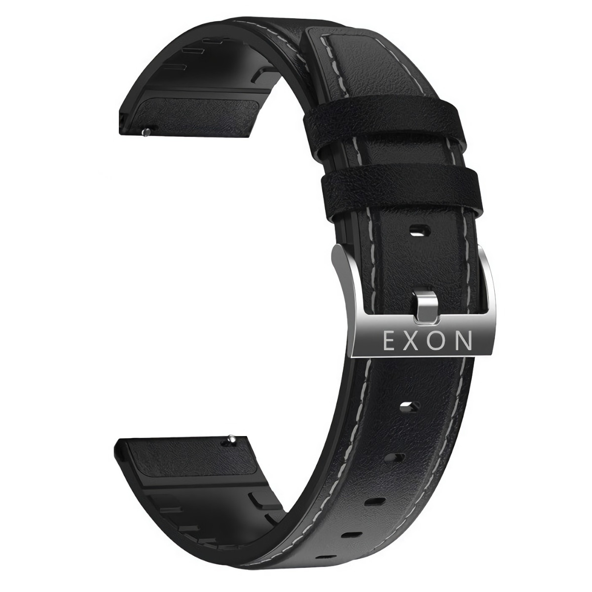 PASEK SKÓRZANO SILIKONOWY CZARNY 22 MM