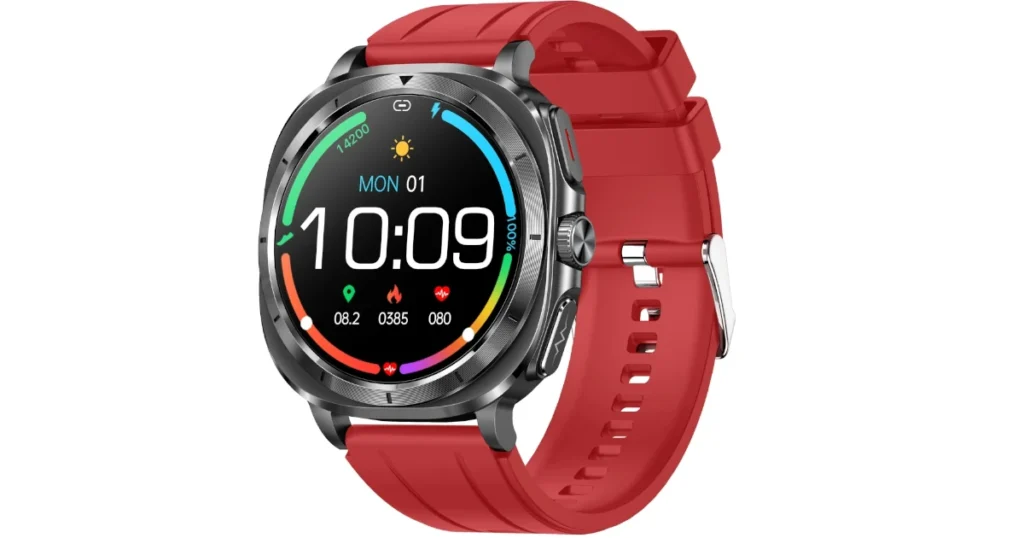 Smartwatch Kardiowatch Zegarek Kardiologiczny z Funkcją Rozmów EKG AMOLED Monitor Snu Pasek Czerwony