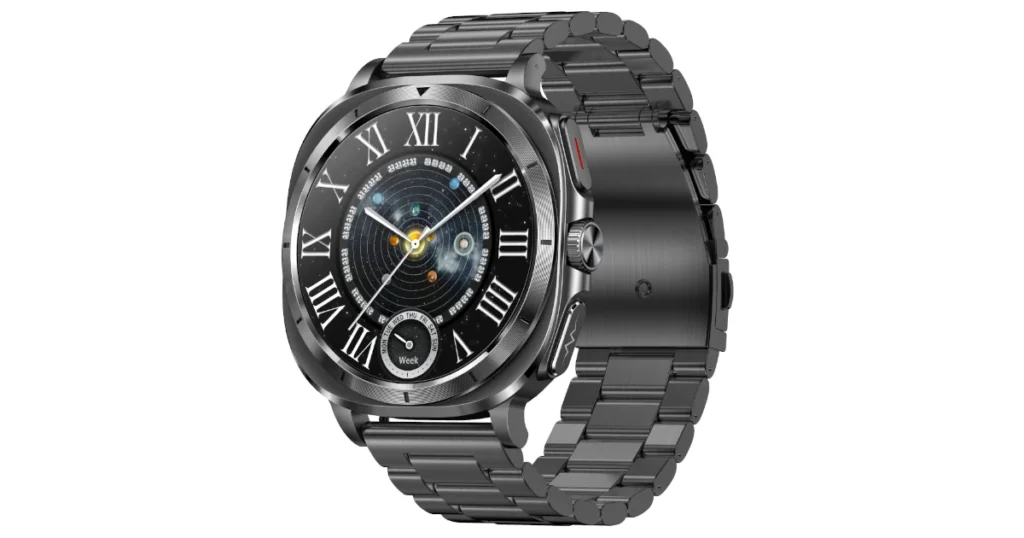 Smartwatch Kardiowatch Zegarek Kardiologiczny z Funkcją Rozmów EKG Wyświetlacz AMOLED Monitor Snu Stalowa Bransoleta Czarna