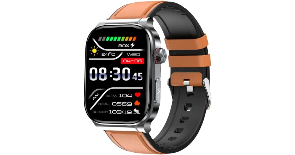 Luksusowy smartwatch z paskiem ze skóry naturalnej.