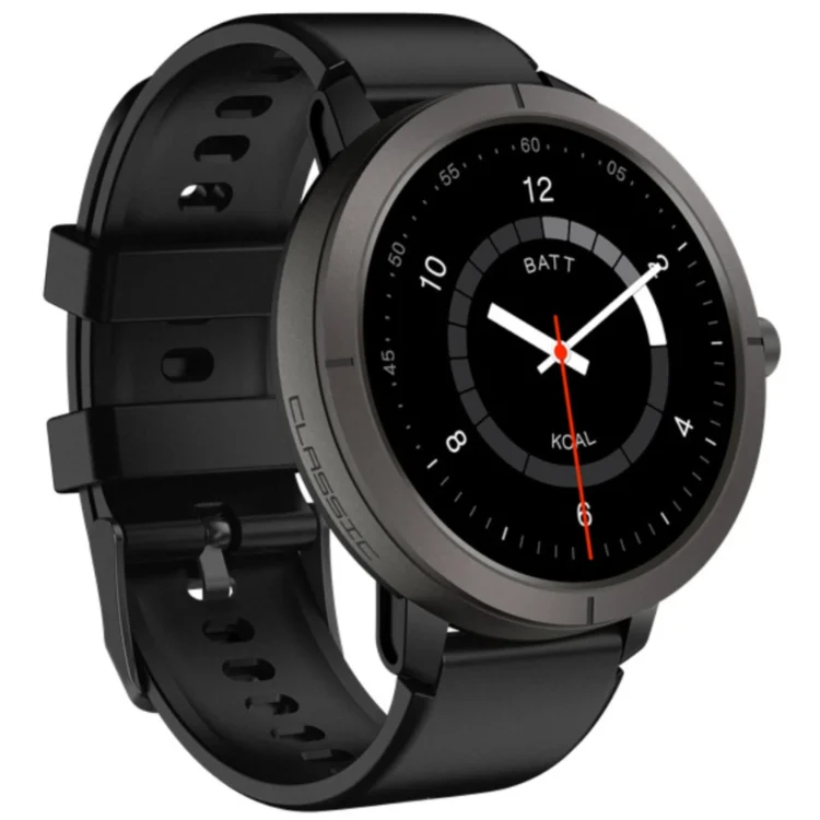 Smartwatch-Zegarek-Dla-Kobiet-Idealny-Nowoczesny-Wyglad-Dla-Biegaczy-GPS-Exon-Atria Czarna wersja zegarka Exon Atria z cyfrową tarczą i kolorowym ekranem AMOLED