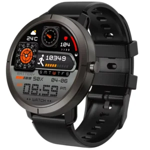 Smartwatch Exon Atria w czarnej wersji z wyświetlaczem sportowym i silikonowym paskiem