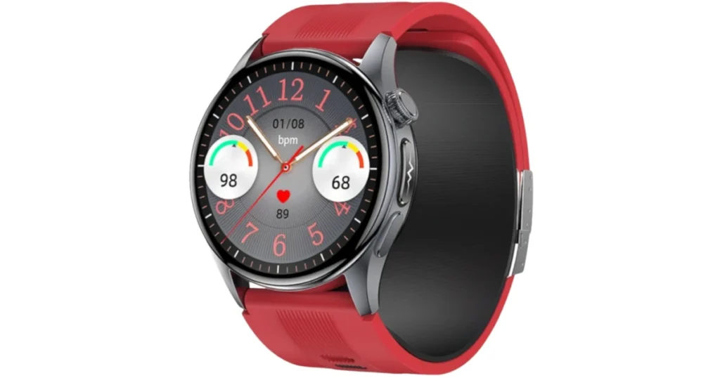 Kardiowatch EKG Exon Alvio z czerwonym paskiem i analogową tarczą