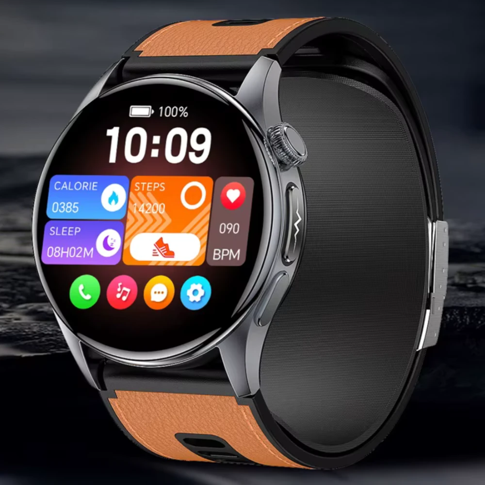 Smartwatch Alvio z paskiem brązowym – wyświetlacz z ciśnieniem i tętnem