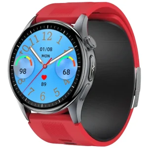 Zegarek Inteligentny Exon Alvio czerwony – tarcza hybrydowa z pomiarem tętna