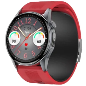 Zegarek Inteligentny Exon Alvio czerwony – tarcza hybrydowa z pomiarem tętna