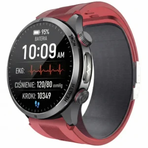 Kardiowatch z EKG EXON Aero – czerwony silikonowy pasek