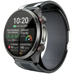 Kardiowatch z EKG EXON Aero – czarny silikonowy pasek