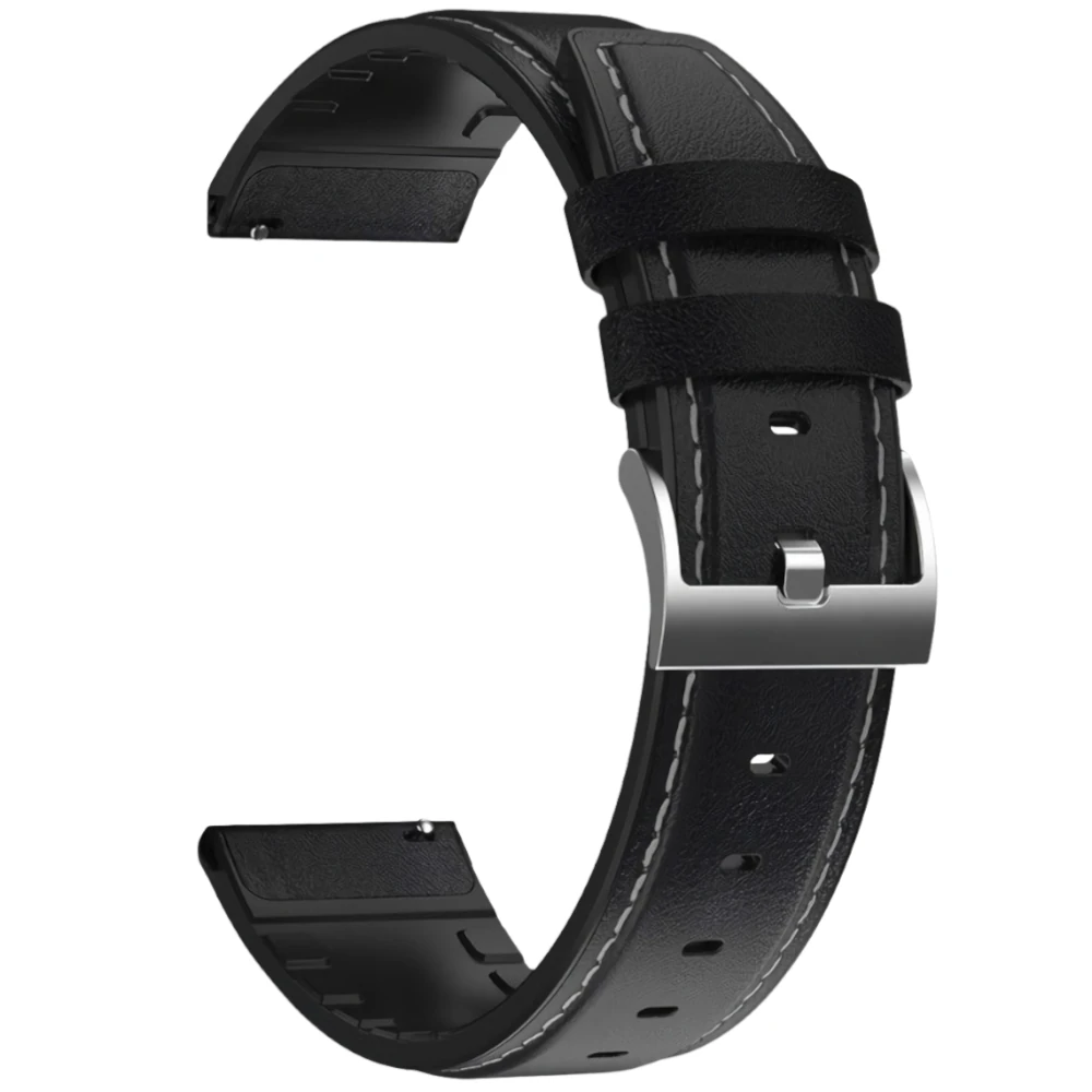 Pasek skórzano-silikonowy Exon 22 mm – czarny