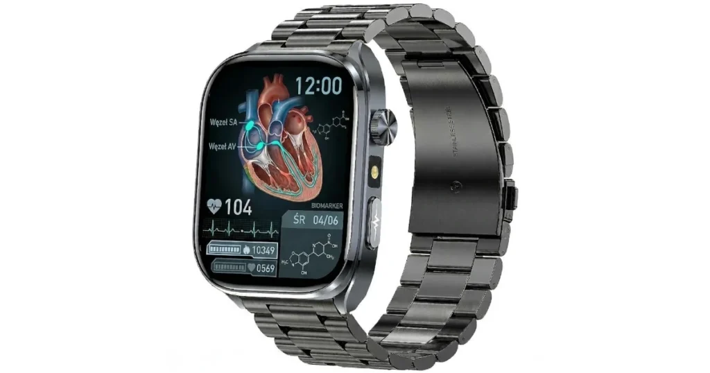 Kardiowatch Exon Vectra z czarna stalowa bransoletą