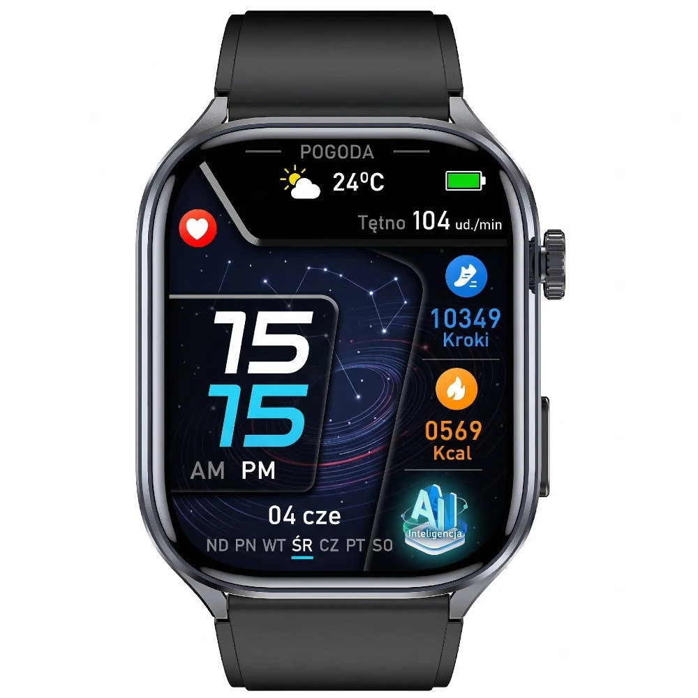 Kardiowatch z paskiem silikonowym i funkcją EKG HRV Exon Vectra