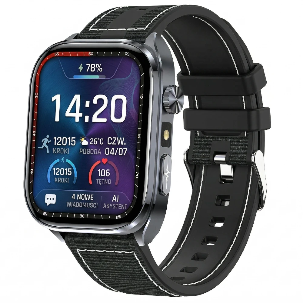 Kardiowatch z EKG EXON Vectra – czarny pasek premium