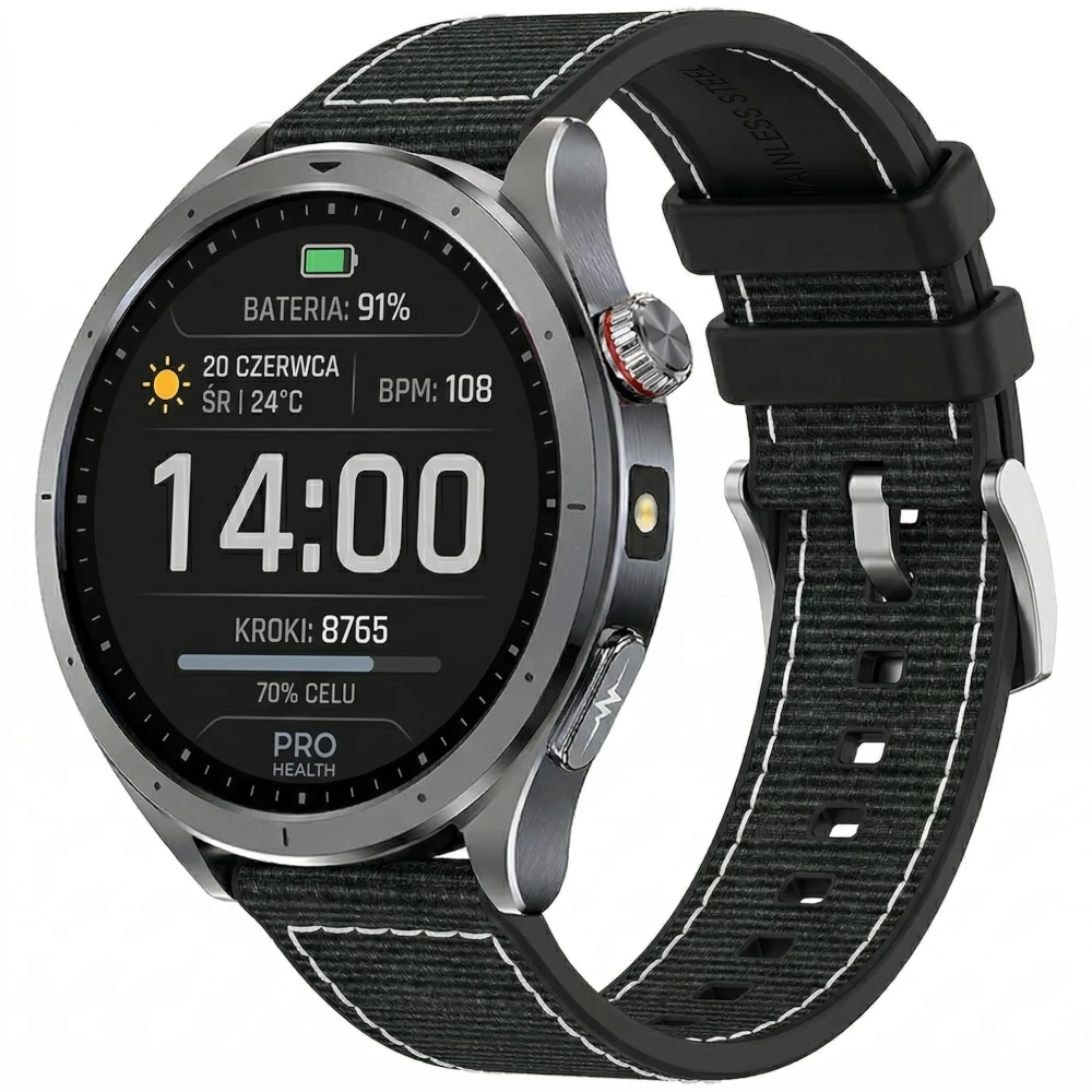 Kardiowatch Exon Vigil nowoczesny smartwatch premium czarny