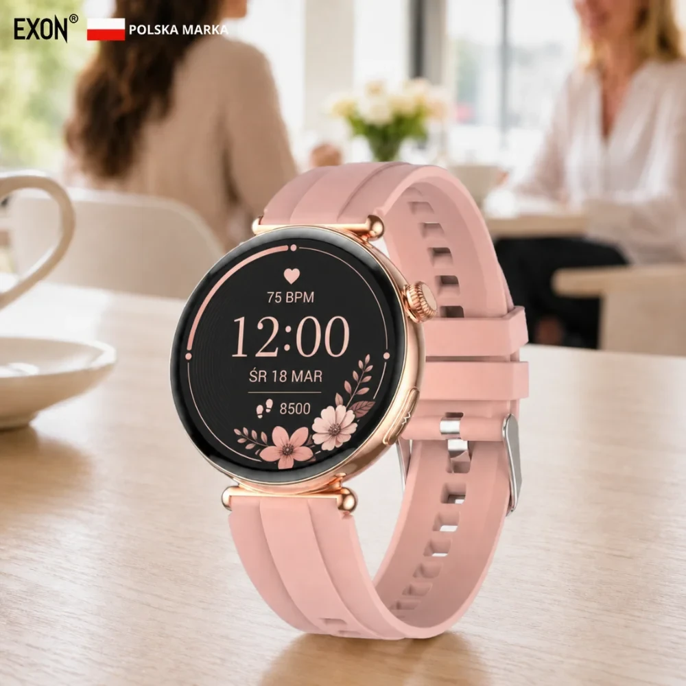 Kardiowatch EKG EXON Lumina – różowy pasek silikonowy - obrazek 6