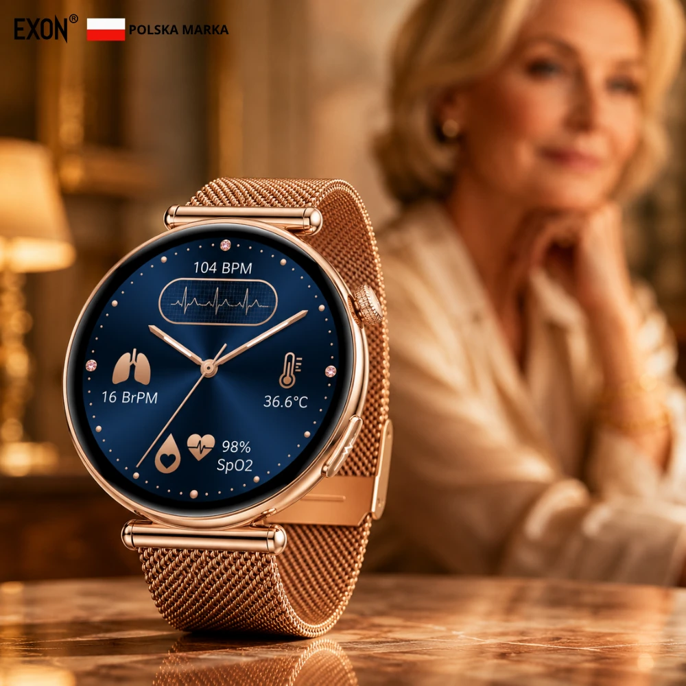 Kardiowatch EKG EXON Lumina – złota stalowa bransoleta - obrazek 5