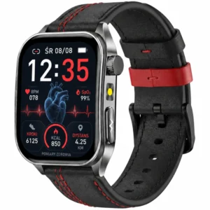 Kardiowatch EKG EXON Orion – czarna skóra czerwona nić