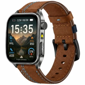 Kardiowatch EKG EXON Orion – brązowa skóra niebieska nić
