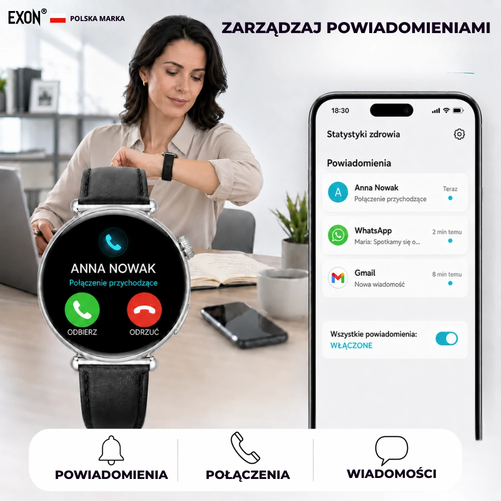 Powiadomienia na Kardiowatchu Exon Lumina