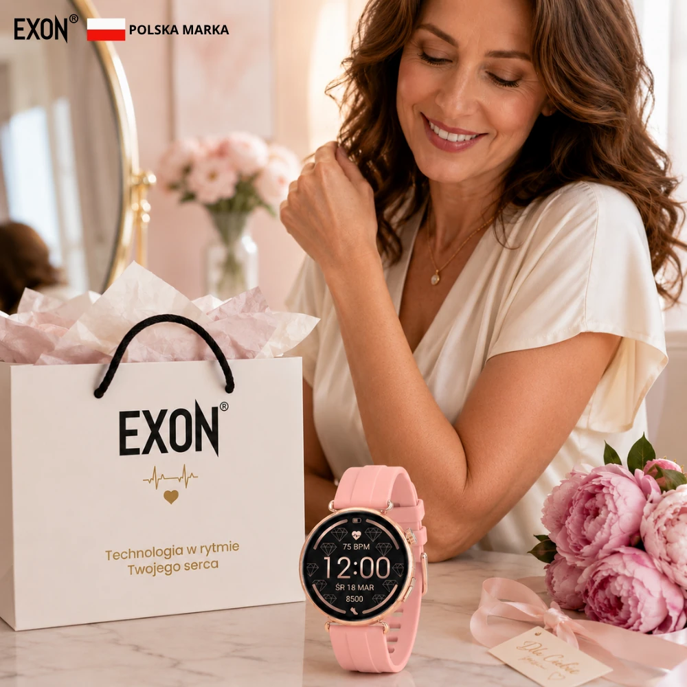 Kardiowatch EKG EXON Lumina – różowy pasek silikonowy - obrazek 4