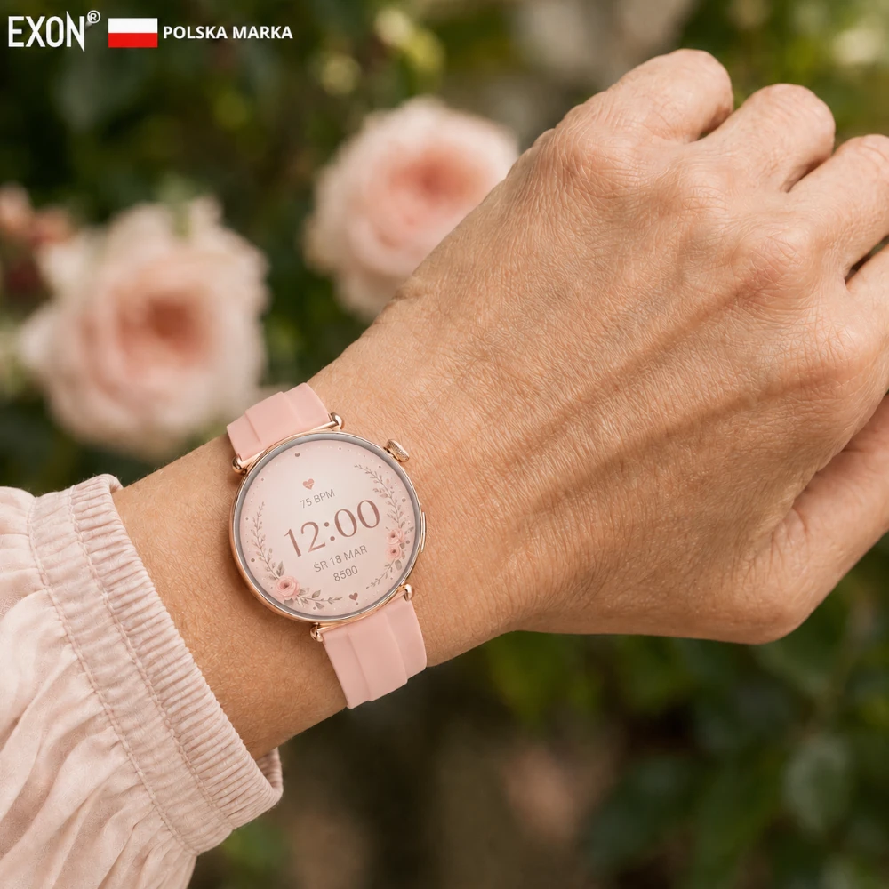 Kardiowatch EKG EXON Lumina – różowy pasek silikonowy - obrazek 3
