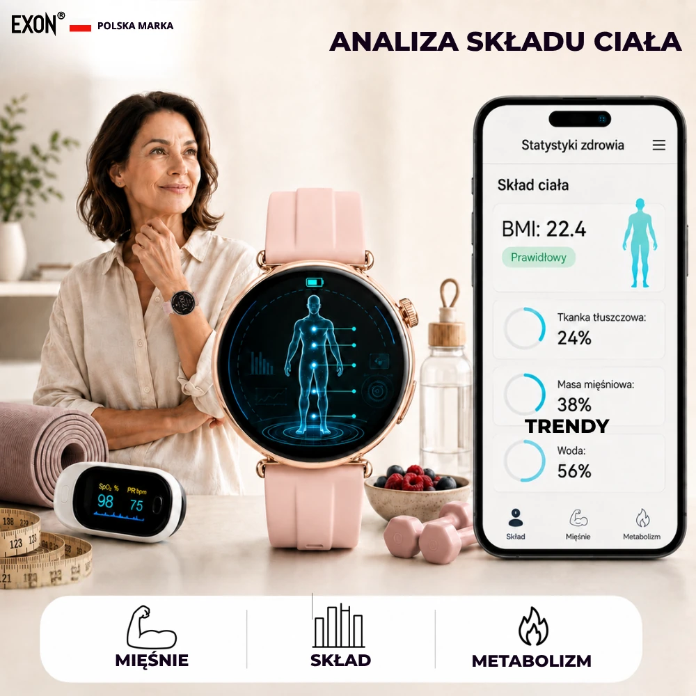 Analiza składu ciała z zegarkiem marki Exon