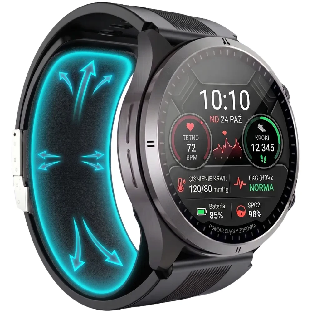 Kardiowatch EKG EXON Aero – czarny silikonowy pasek - obrazek 2