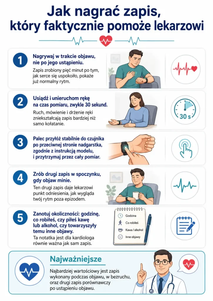 jak nagrać prawidłowy zapis ekg kardiowatchem