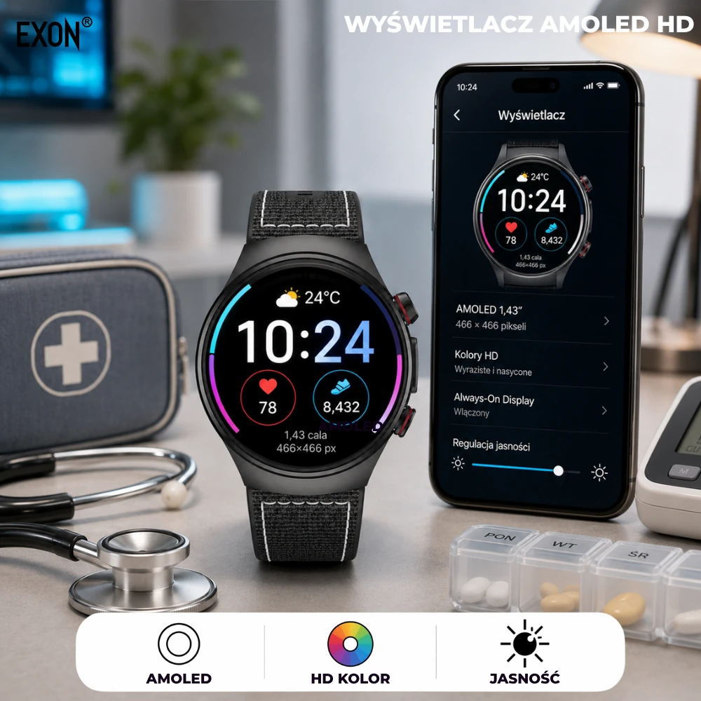 Duzy okrągły wyświetlacz Amoled modelu Corinex
