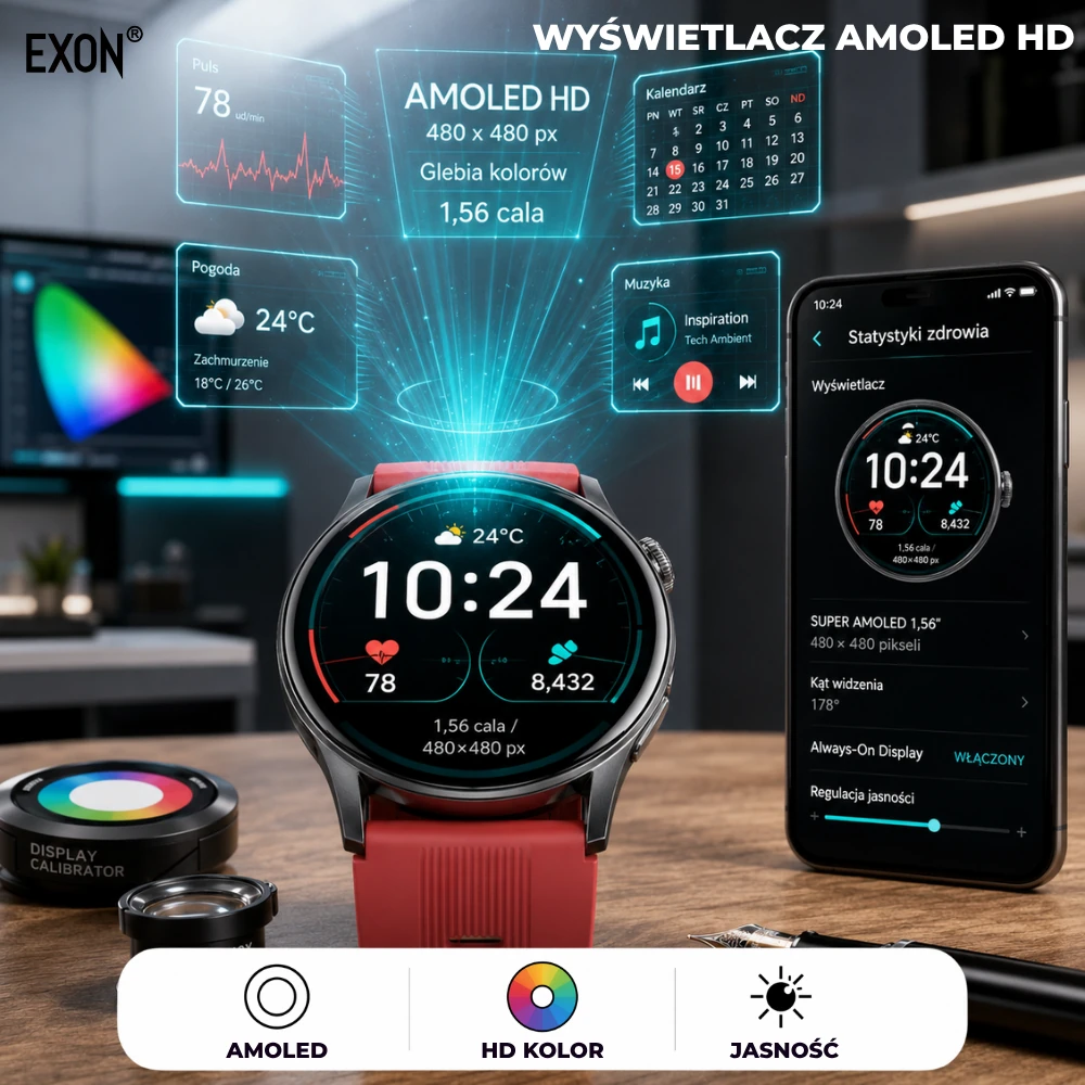 Kardiowatch EKG Exon Alvio Wyświetlacz Amoled