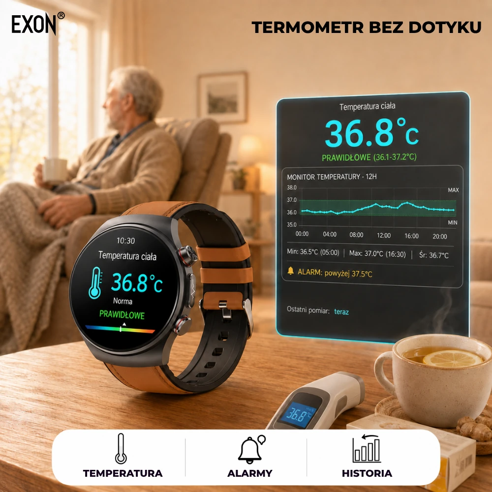Kardiowatch Exon Corinex który zmierzy twoją temperaturę ciała