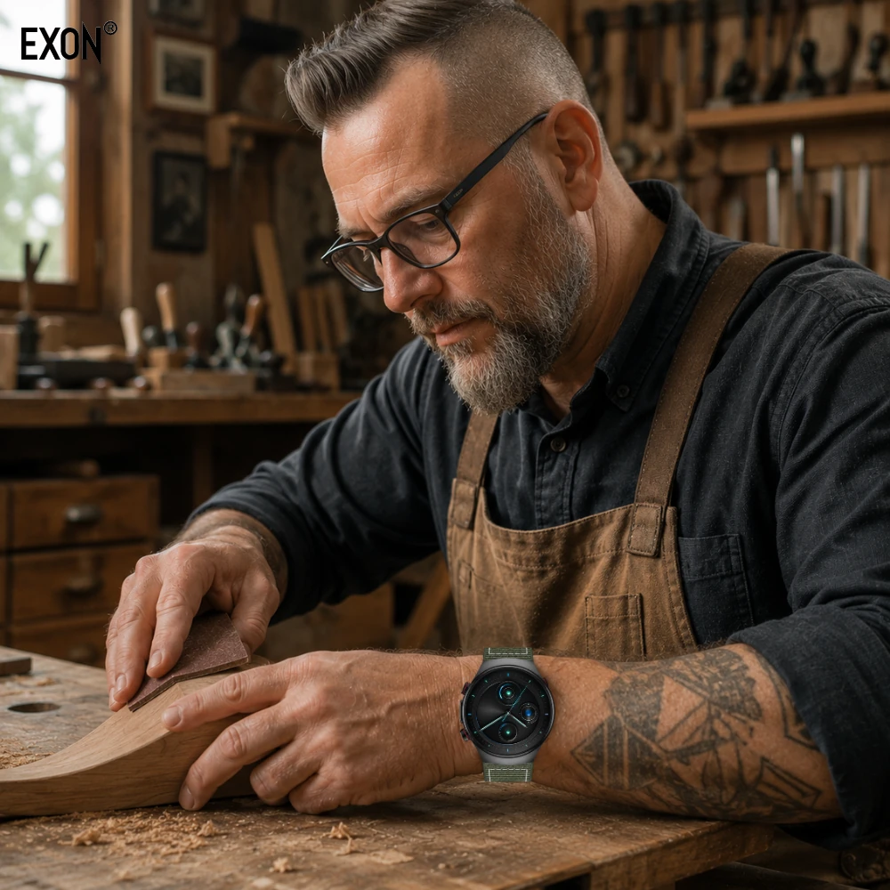 Kardiowatch męski na zielonym pasku silikonowym Exon Corinex