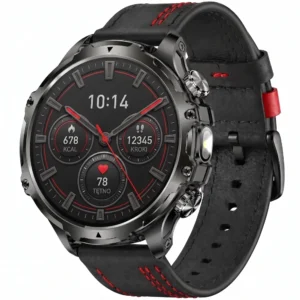 Smartwatch Exon Orbit Active – czarna skóra czerwona nić
