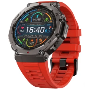 Exon Atlas smartwatch z GPS na czerwonym pasku silikonowym