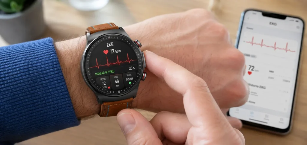 kardiowatch EXON Corinex mierzy EKG na ręce seniora