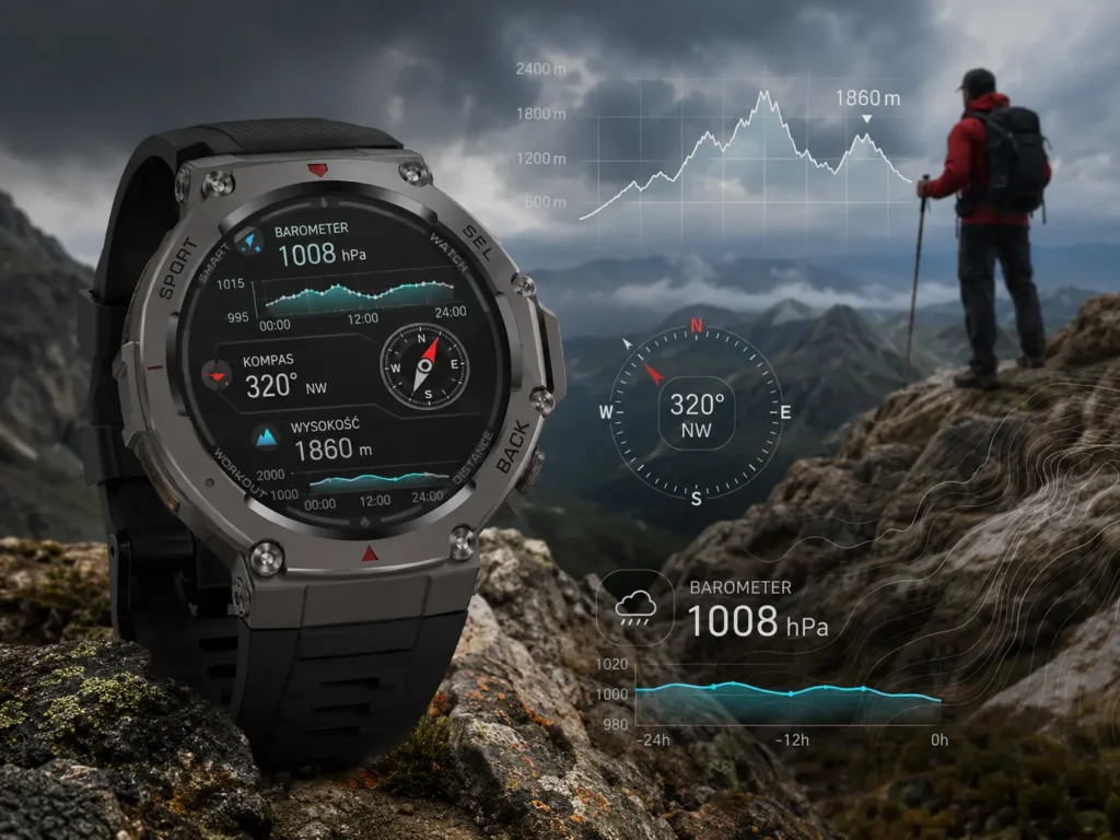 smartwatch z barometrem EXON Atlas czar ny pasek