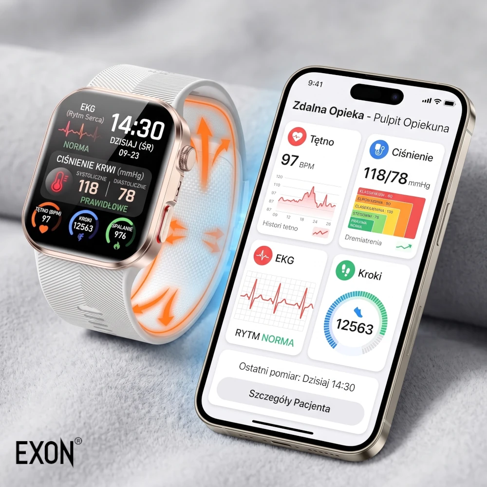 Kardiowatch EKG EXON Cardis z zdalną opieką bliskich