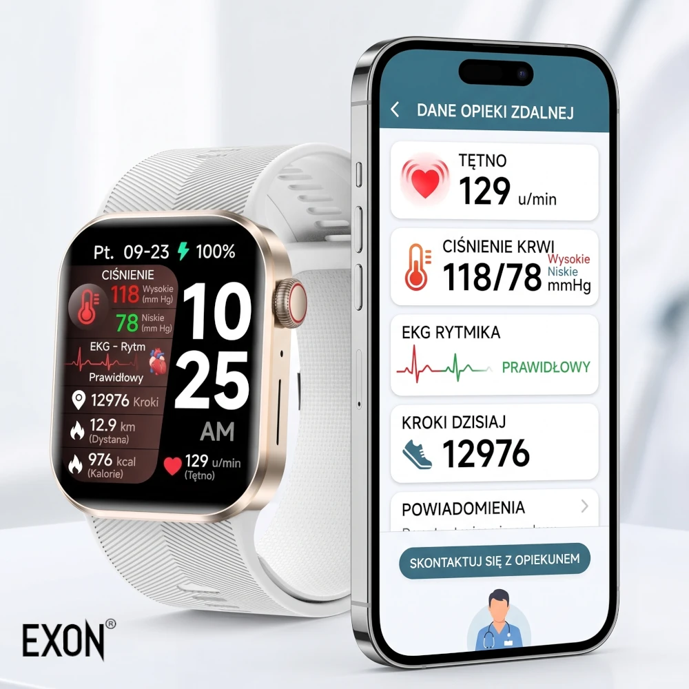 Kardiowatch EKG EXON Cardis z zdalną opieką bliskich
