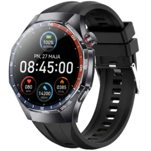 Damski kardiowatch EKG EXON Vera z czarną kopertą i paskiem