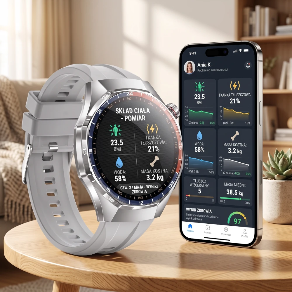 Kardiowatch EKG Exon Vera nowoczesny zegarek z funkcja składu ciała