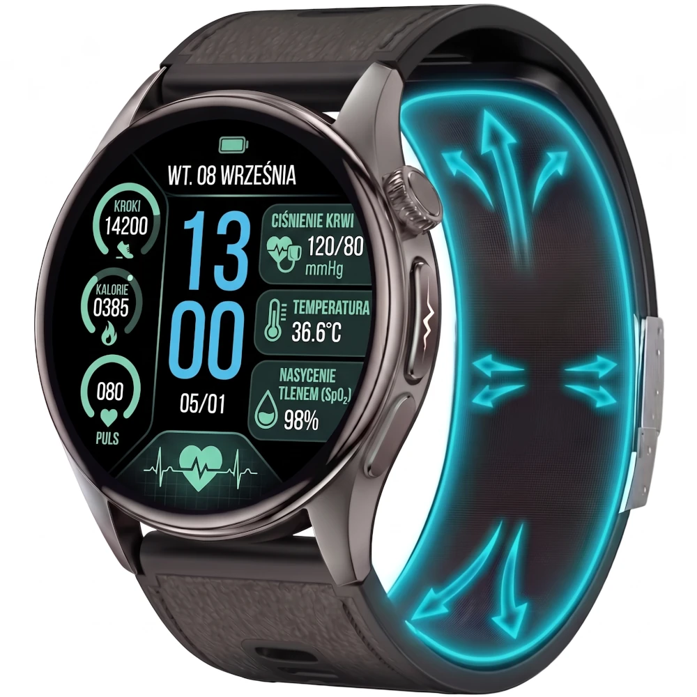 Kardiowatch EKG EXON Alvio – czarny pasek premium