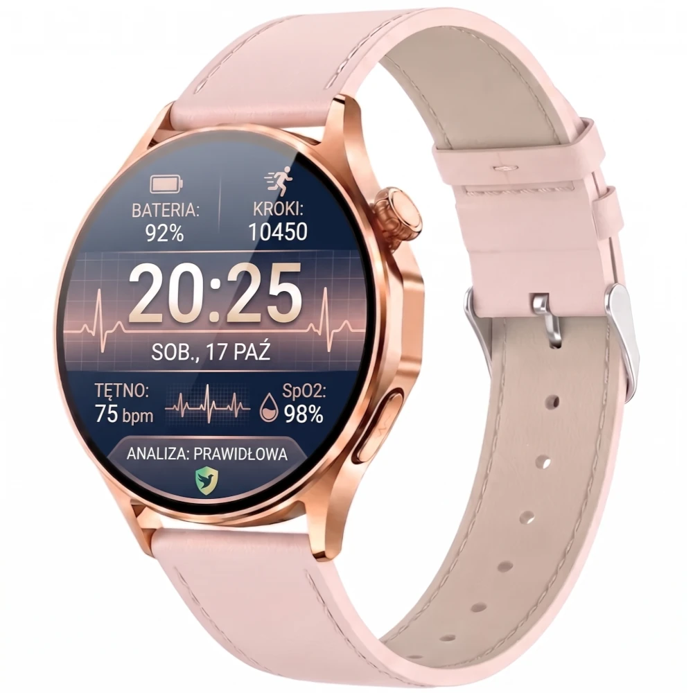 Kardiowatch damski EXON Soria z eleganckim różowym paskiem